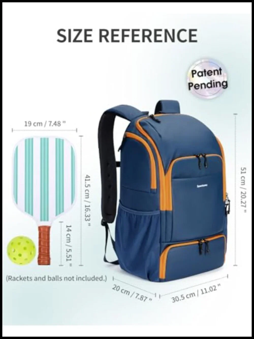 Waterproof Pickleball Backpack with Shoe Compartment & Fence Hook, 30L